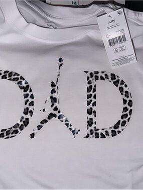 George White Tee with Leopard Print Graphic